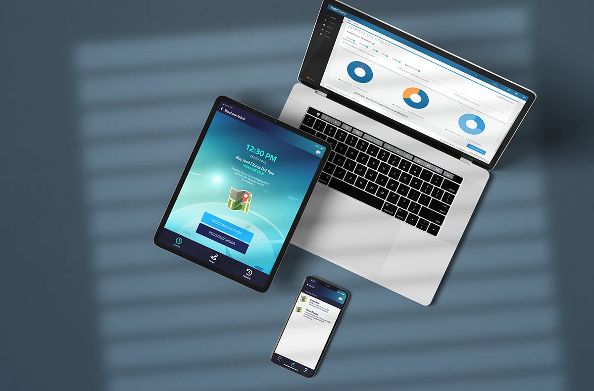 Biocheck en versión administrativa de escritorio y app móvil
