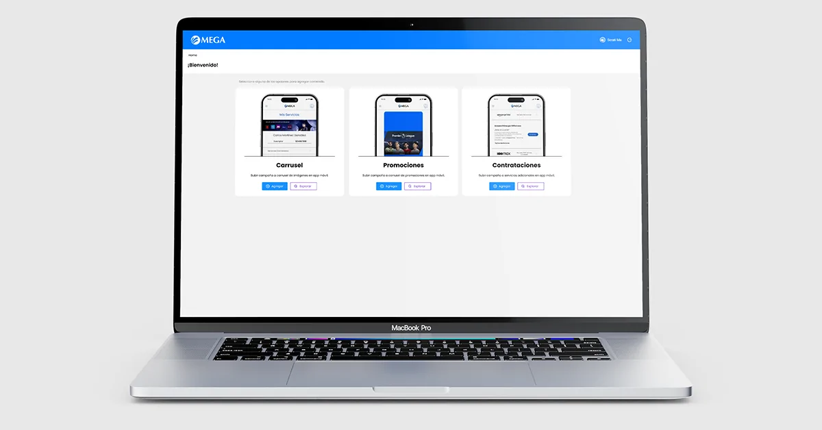 Mega - Portal Administrativo para App y SEL - Desktop