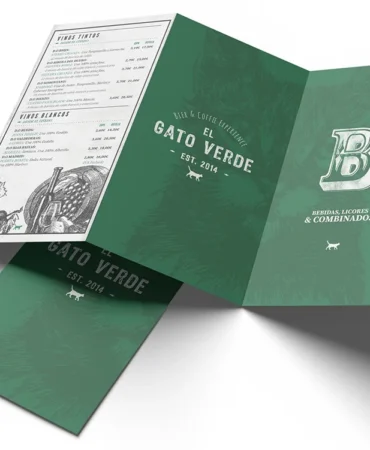 Diseño Layout de Menú de Bebidas - Exterior - Gato Verde