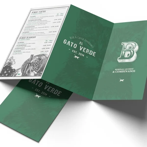 Diseño Layout de Menú de Bebidas - Exterior - Gato Verde