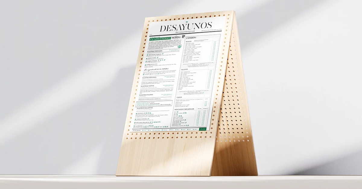 Diseño Layout Menu A4 Desayunos - Gato Verde