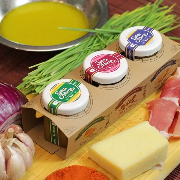 Diseño de Packaging - Muestrario Salsas - Spicy Adama