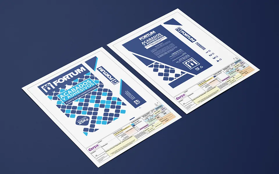 Diseño de Packaging Sacos para Material - Plantillas de impresión - Fortum