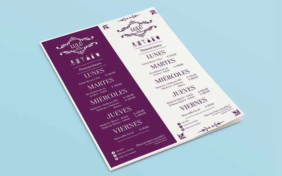 Layout Menú de Promociones - Lulú Uñas Boutique