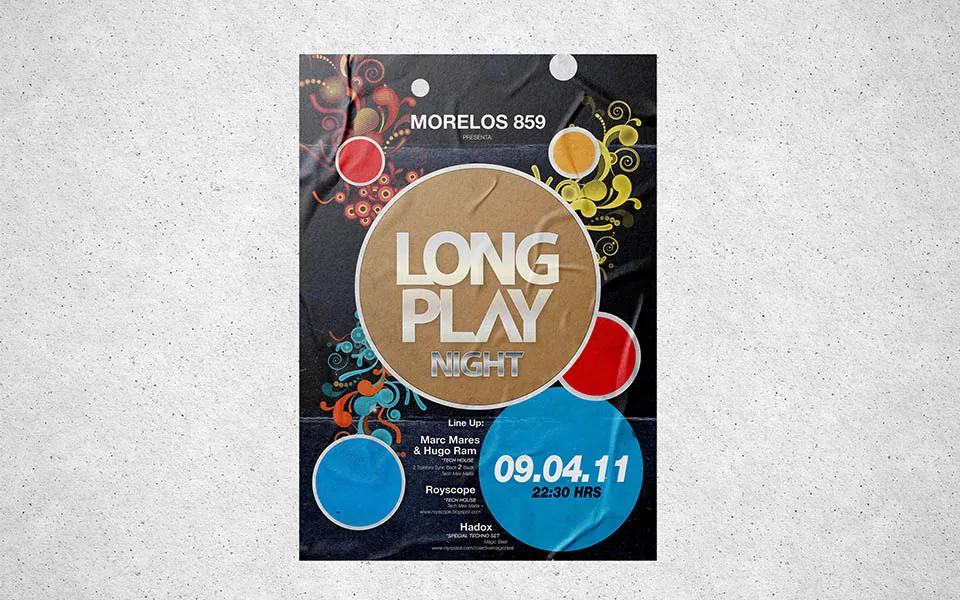 Material Publicitario para Poster de Long Play Night